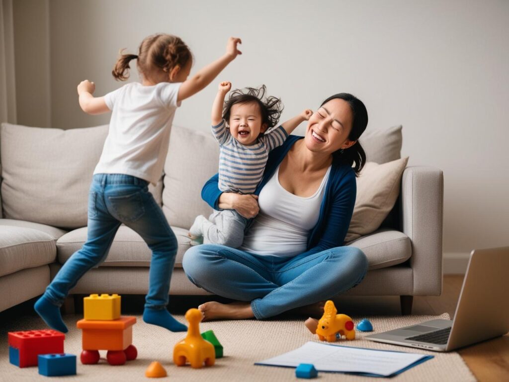 Ratgeber für Eltern – Harmonie, Liebe und Tipps für den Familienalltag. Glückliche Familie spielt gemeinsam auf dem Sofa – Tipps für ein liebevolles und entspanntes Familienleben