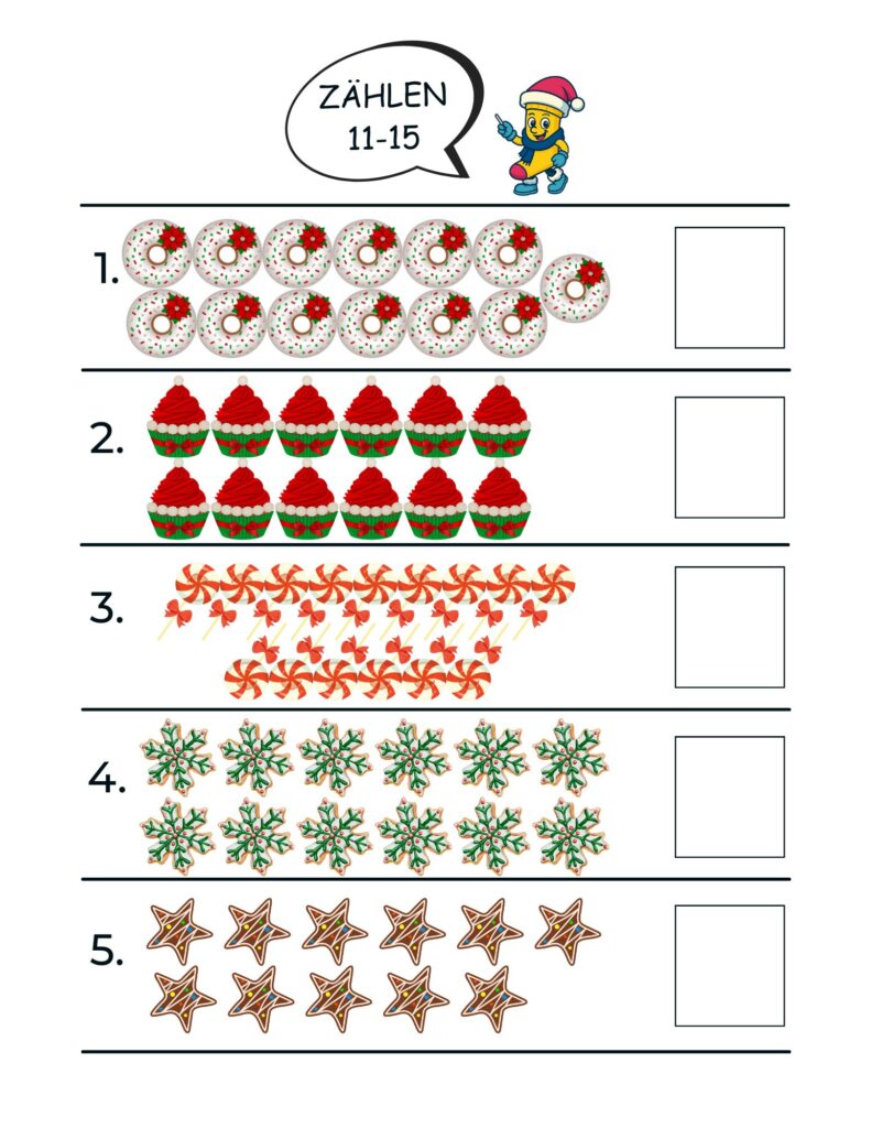 Zählübung mit Wintermotiven aus dem Zahlenzauber PDF
