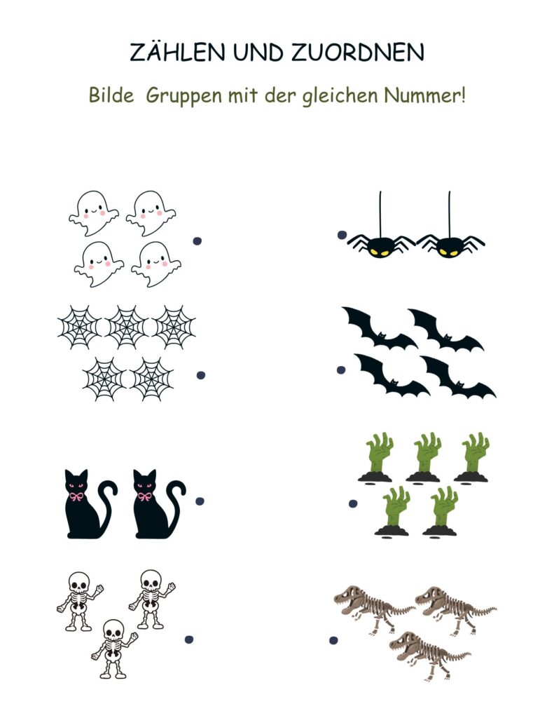 Zahlenmonster Ausmal- und Zählmotive mit Halloween Figuren